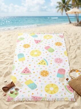 MODA NWT Good Treats Fringe Summer Beach Towel  bLANKET Multi LARGE cruise pool